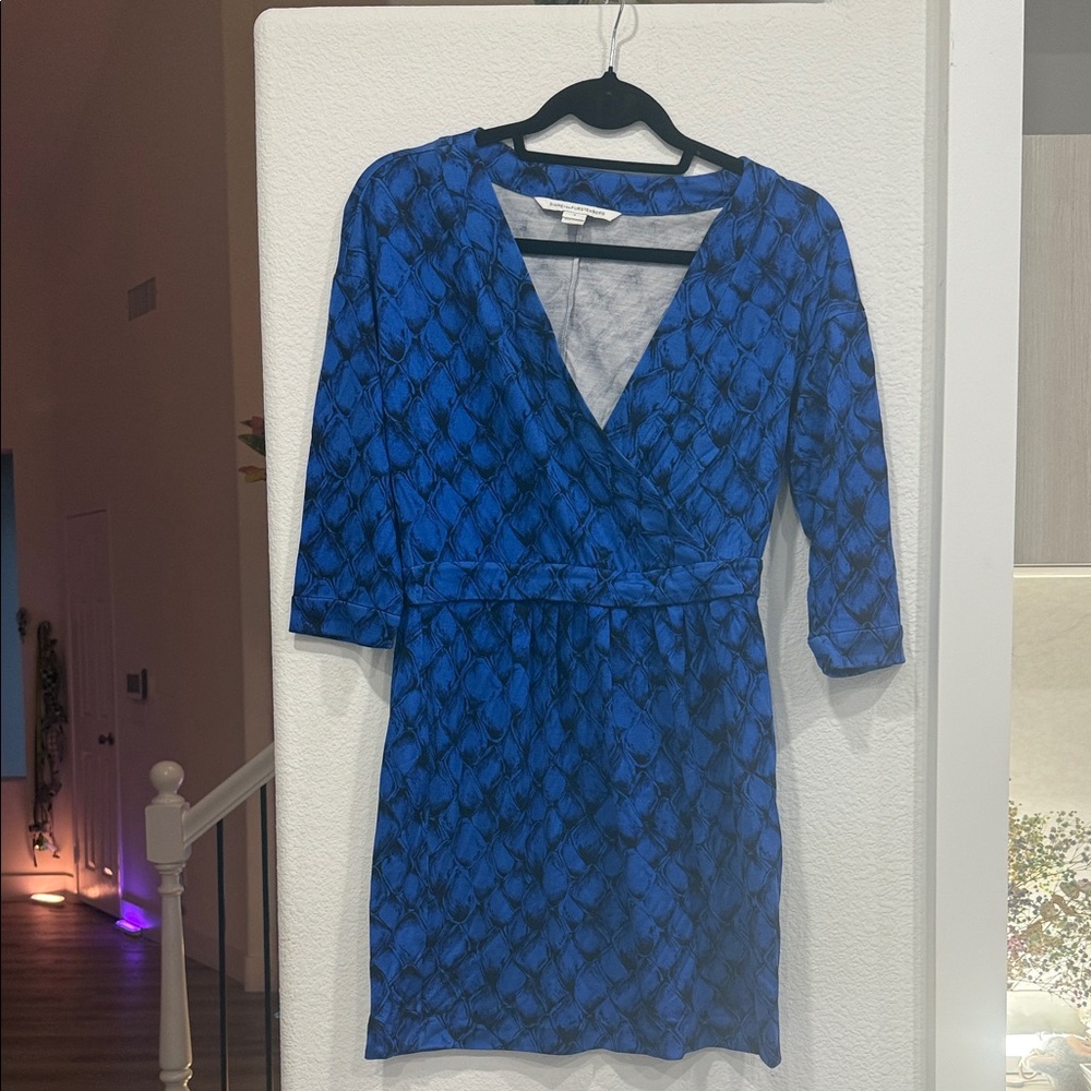 Diane Von Furstenberg Blue Long Sleeve Dress